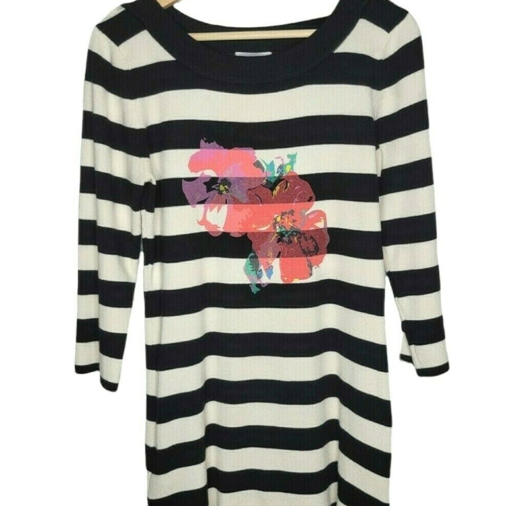 Soft Surroundings striped floral print tunic. Petite Large